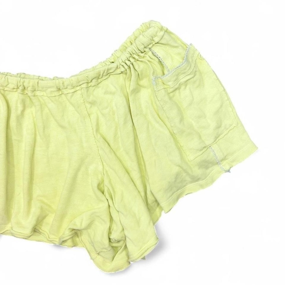 Free‎ People Intimately Lime Green/Yellow Flowy Lounge Shorts Women's M Boho - Picture 2 of 5